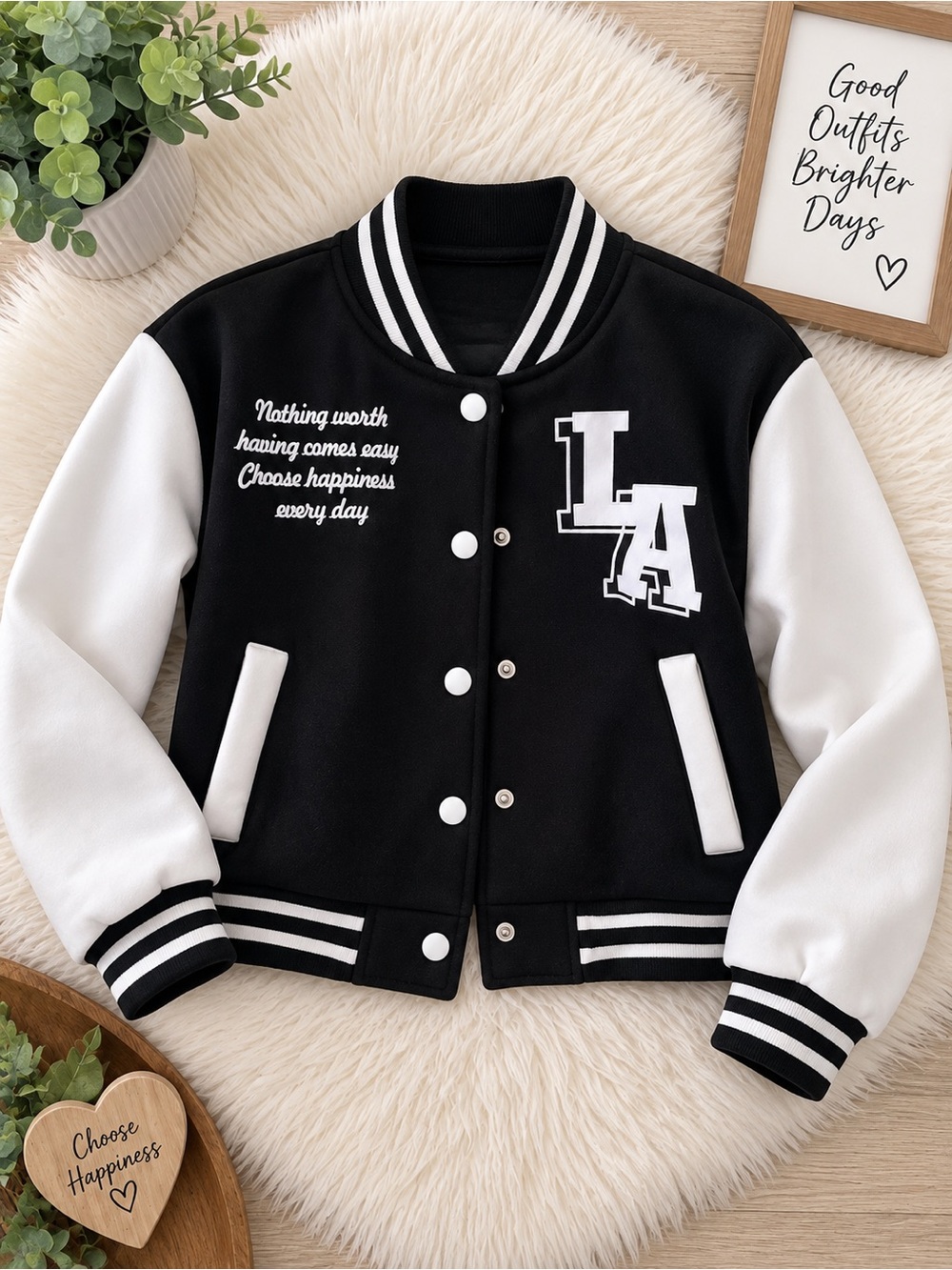 Black & White Varsity Jacket – LA Lettering